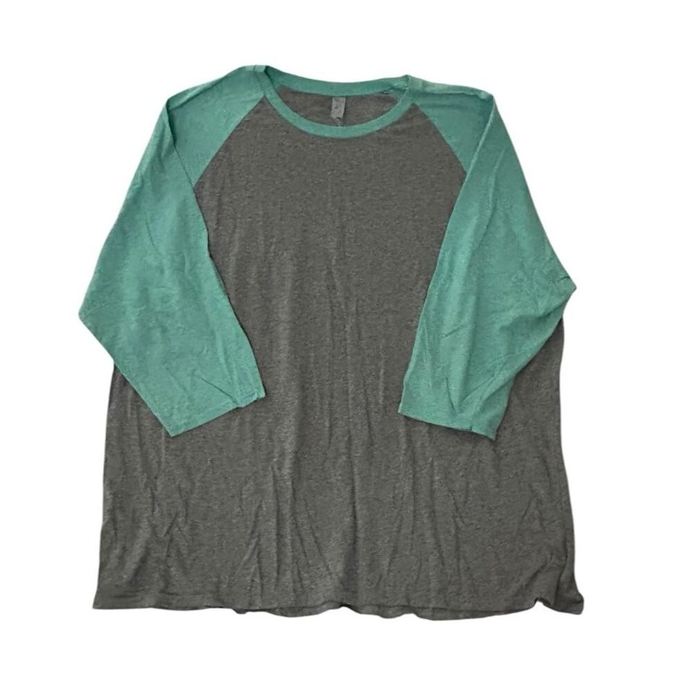 Jerzees brand Gray & Teal baseball style T-shirt